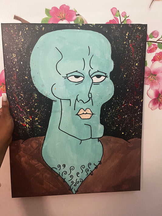 Custom Squidward, strong face, SpongeBob, painting